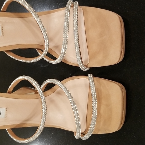 💕STEVE MADDEN💕 Libbie Camel Nubuck Rhinestone High Heel Platform Sandals ~ 11 - Picture 10 of 13